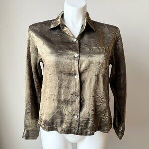 Y2K Green Crinkle Button down